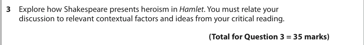 June 2022 Paper 1, question 3: Explore how Shakespeare presents heroism in Hamlet. You must relate your discussion to relevant contextual factors and ideas from your critical reading.