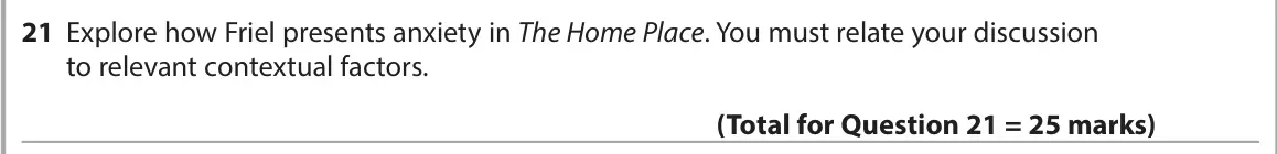 June 2023 Paper 1, question 21: Explore how Friel presents anxiety in The Home Place. You must relate your discussion to relevant contextual factors.