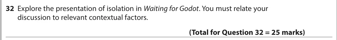June 2023 Paper 1, question 32: Explore the presentation of isolation in Waiting for Godot. You must relate your discussion to relevant contextual factors.