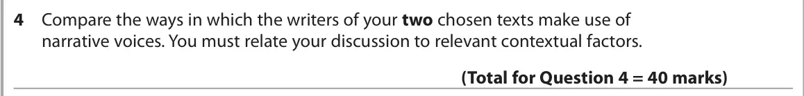 June 2024 Paper 2, question 4: Compare the ways in which the writers of your two chosen texts make use of narrative voices. You must relate your discussion to relevant contextual factors.
