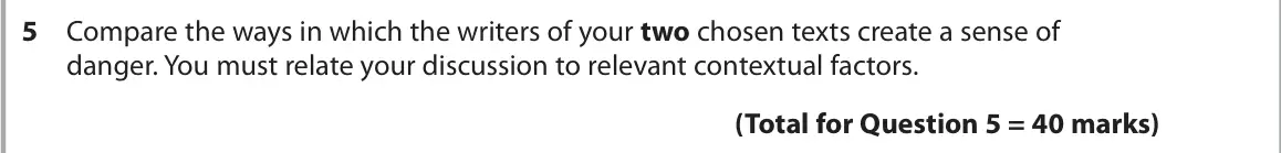 June 2024 Paper 2, question 5: Compare the ways in which the writers of your two chosen texts create a sense of danger. You must relate your discussion to relevant contextual factors.