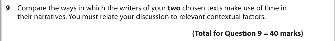 October 2020 Paper 2, question 9: Compare the ways in which the writers of your two chosen texts make use of time in their narratives. You must relate your discussion to relevant contextual fact