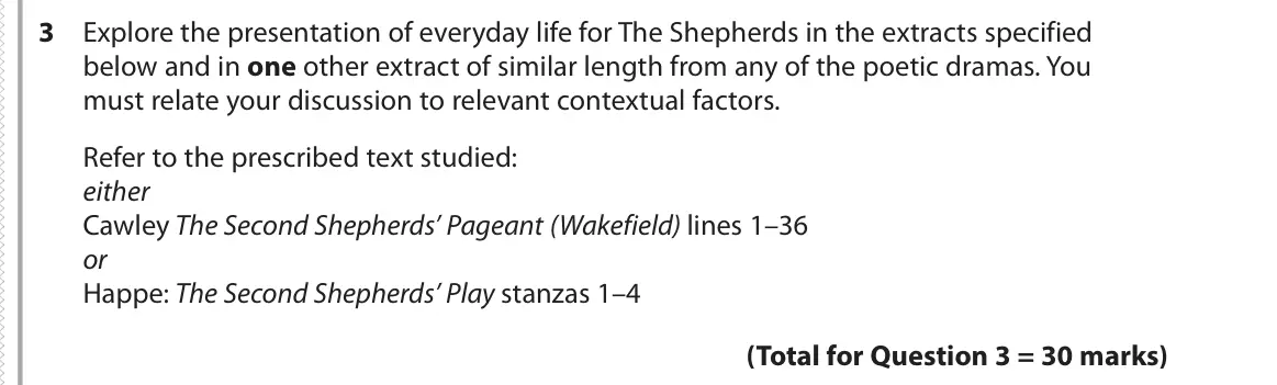 June 2018 Paper 3, question 3: Explore the presentation of everyday life for The Shepherds in the extracts specified below and in one other extract of similar length from any of the poetic dr