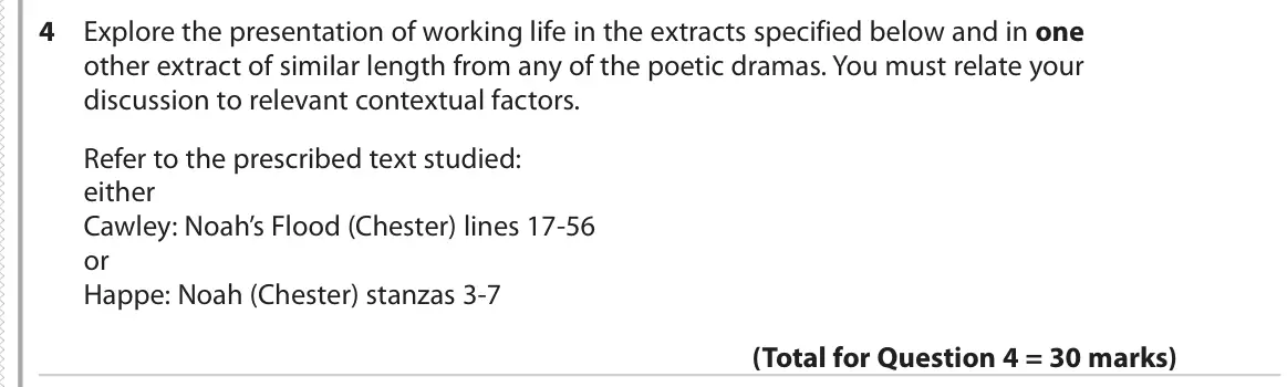 June 2019 Paper 3, question 4: Explore the presentation of working life in the extracts specified below and in one other extract of similar length from any of the poetic dramas. You must rela