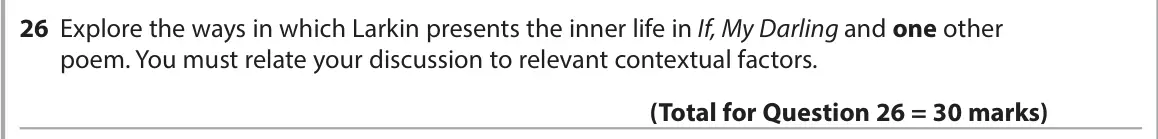 June 2023 Paper 3, question 26: Explore the ways in which Larkin presents the inner life in If, My Darling and one other poem. You must relate your discussion to relevant contextual factors.