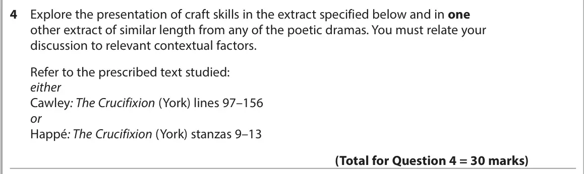 June 2023 Paper 3, question 4: Explore the presentation of craft skills in the extract specified below and in one other extract of similar length from any of the poetic dramas. You must relat