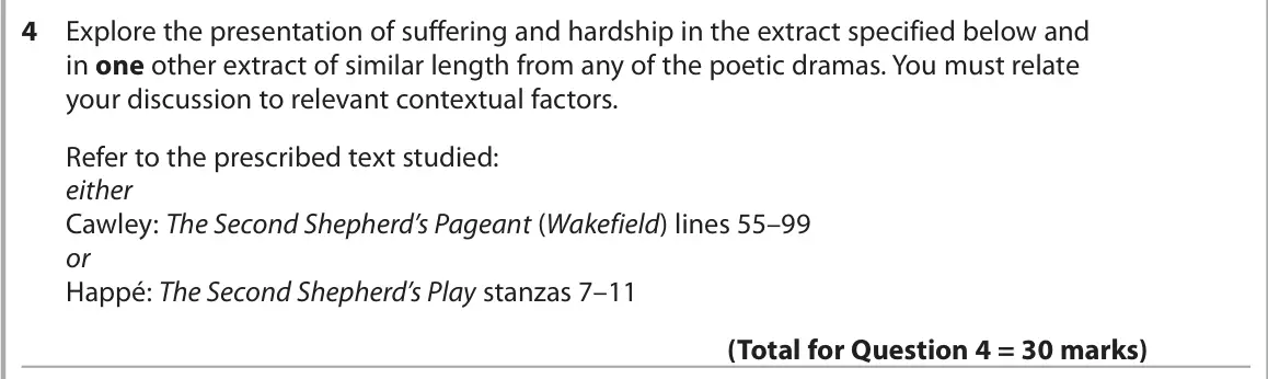 June 2024 Paper 3, question 4: Explore the presentation of suffering and hardship in the extract specified below and in one other extract of similar length from any of the poetic dramas. You 