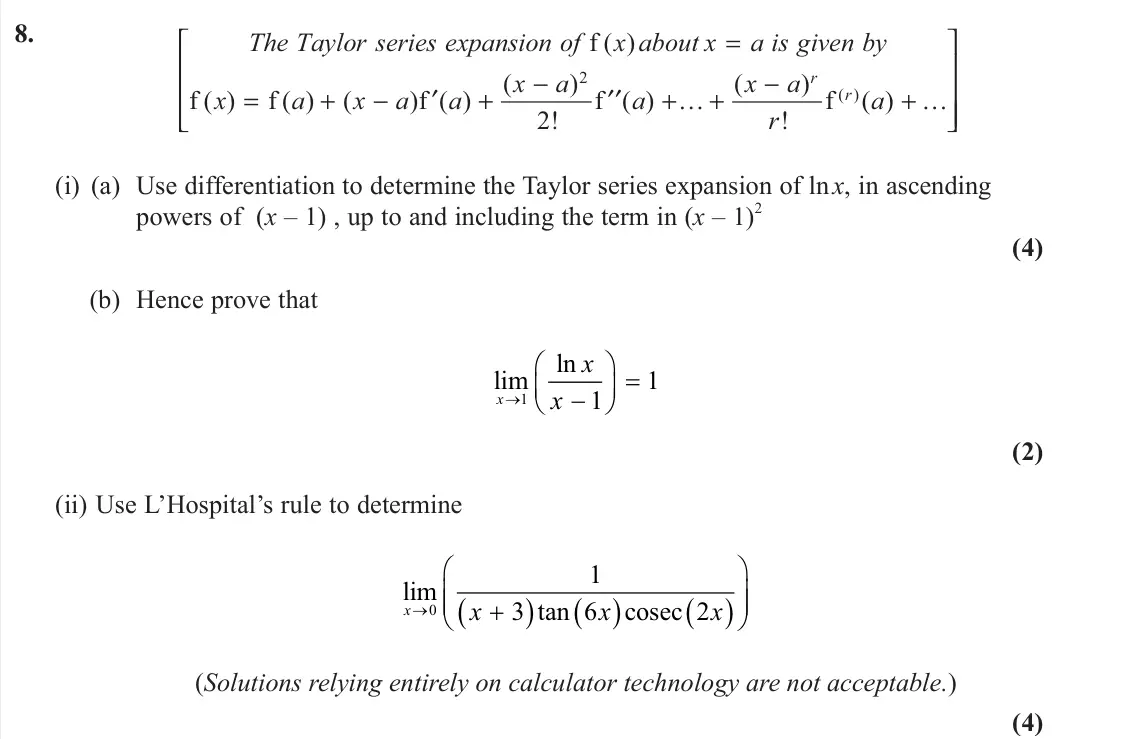 June 2022 Further Pure 1, question 8: 2 ( ) f ( ) ( ) f ( ) f ( ) ( )f ( ) f ( ) ( ! ( f ) ) 2! =     − −   = + − + + + + ′ ′′     … … r r The Taylor series expansion of x about x a is giv
