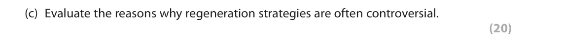 November 2021 Paper 2, question 3(c): Evaluate the reasons why regeneration strategies are often controversial. (20) SECTION B The following resource relates to Question 3. Urban places (region) Cam