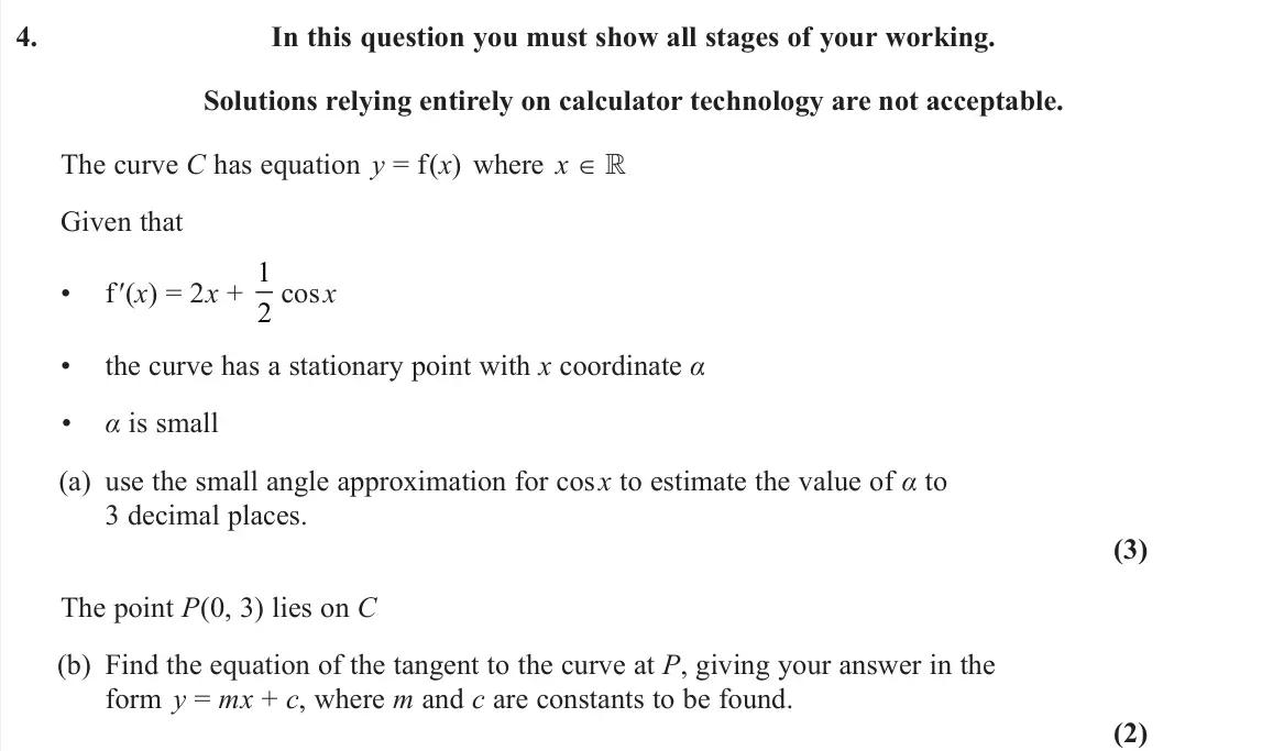 June 2023 Pure 1, question 4: In this question you must show all stages of your working. Solutions relying entirely on calculator technology are not acceptable. The curve C has equation y =