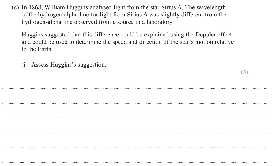 June 2024 Paper 2, question 18(c)(i): Assess Huggins’s suggestion. (3)