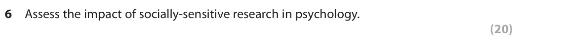June 2022 Paper 3, question 6: Assess the impact of socially-sensitive research in psychology. (20)