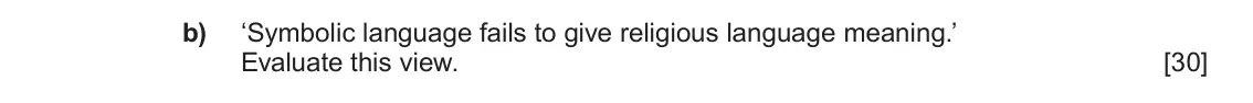 June 2022 Component 2, question 1(b): ‘Symbolic language fails to give religious language meaning.’ Evaluate this view.