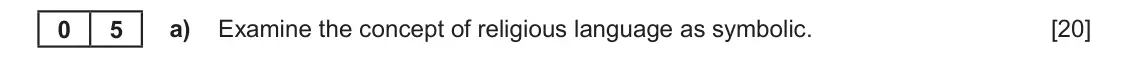 June 2023 Component 2, question 5(a): Examine the concept of religious language as symbolic. 0 5