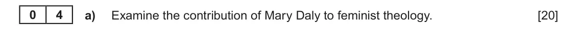 June 2022 Component 1A, question 4(a): Examine the contribution of Mary Daly to feminist theology.