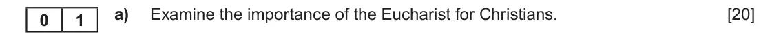 Autumn 2020 Component 1A, question 1(a): Examine the importance of the Eucharist for Christians.