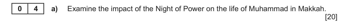 June 2025 Component 1B, question 4(a): Examine the impact of the Night of Power on the life of Muhammad in Makkah.