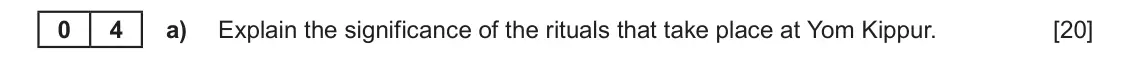 June 2023 Component 1C, question 4(a): Explain the significance of the rituals that take place at Yom Kippur.
