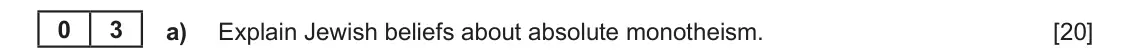 June 2024 Component 1C, question 3(a): Explain Jewish beliefs about absolute monotheism.