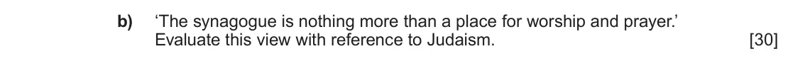 June 2025 Component 1C, question 5(b): ‘The synagogue is nothing more than a place for worship and prayer.’ Evaluate this view with reference to Judaism.