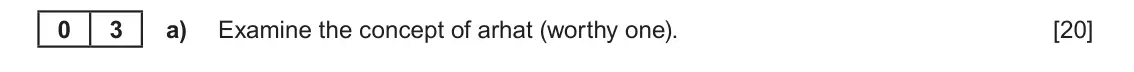 June 2023 Component 1D, question 3(a): Examine the concept of arhat (worthy one).