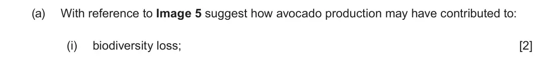 June 2024 Component 1, question 5(a)(i): biodiversity loss; [2]
