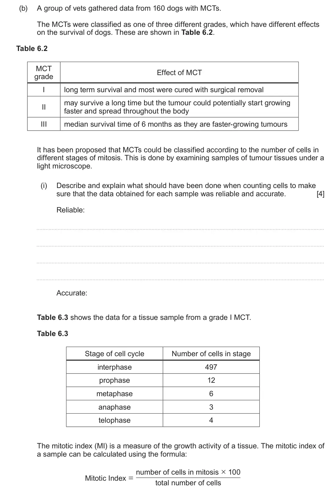 June 2024 Component 2, question 6(b)(i): Describe and explain what should have been done when counting cells to make sure that the data obtained for each sample was reliable and accurate.  [4] Reliabl