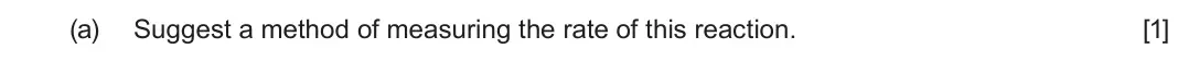 June 2024 Component 1, question 4(a): Suggest a method of measuring the rate of this reaction. [1]
