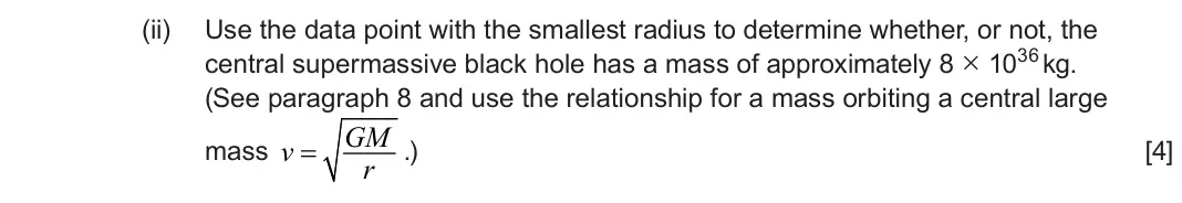June 2023 Component 1, question 8(d)(ii): Read through the following article carefully. Paragraph Bulges and supermassive black holes 1 It could be argued that dark matter was first predicted by Lord Ke