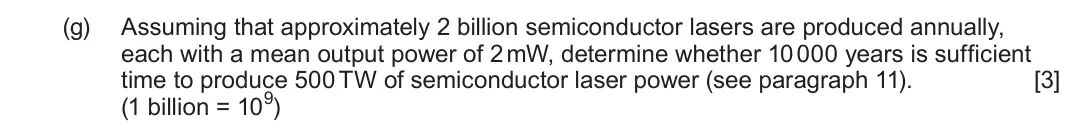 June 2025 Component 1, question 8(g): Read through the following article carefully. Paragraph Laser Fusion 1 Apart from the hydrogen fusion bomb, which actually requires a fission bomb to detonate i