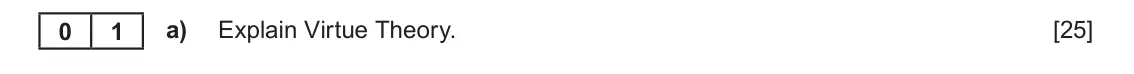 June 2023 AS Component 3, question 1(a): Explain Virtue Theory.