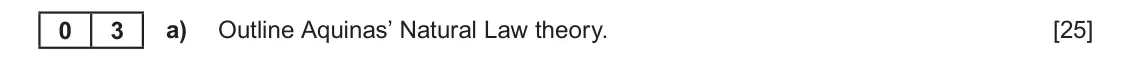 June 2023 AS Component 3, question 3(a): Outline Aquinas’ Natural Law theory.