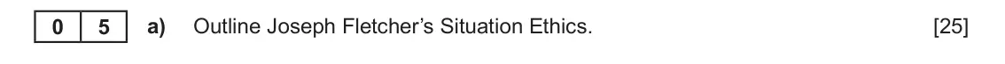 June 2023 AS Component 3, question 5(a): Outline Joseph Fletcher’s Situation Ethics.