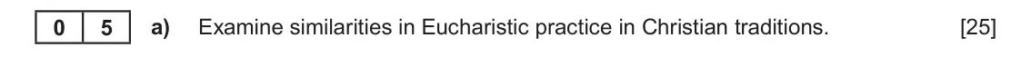 June 2025 AS Component 1A, question 5(a): Examine similarities in Eucharistic practice in Christian traditions.