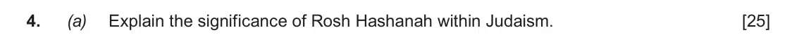 June 2017 AS Component 1C, question 4(a): Explain the significance of Rosh Hashanah within Judaism.