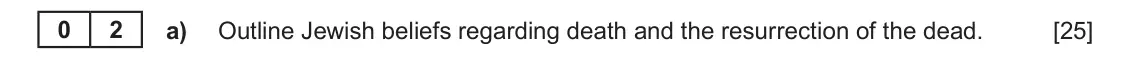 June 2023 AS Component 1C, question 2(a): Outline Jewish beliefs regarding death and the resurrection of the dead.