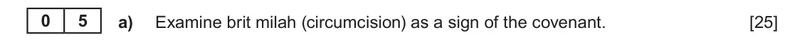 June 2023 AS Component 1C, question 5(a): Examine brit milah (circumcision) as a sign of the covenant.
