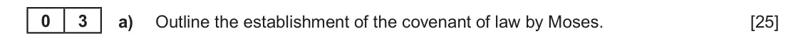 June 2024 AS Component 1C, question 3(a): Outline the establishment of the covenant of law by Moses.