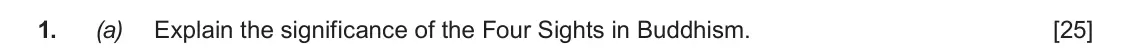June 2017 AS Component 1D, question 1(a): Explain the significance of the Four Sights in Buddhism.
