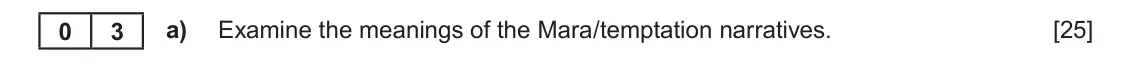 June 2025 AS Component 1D, question 3(a): Examine the meanings of the Mara/temptation narratives.