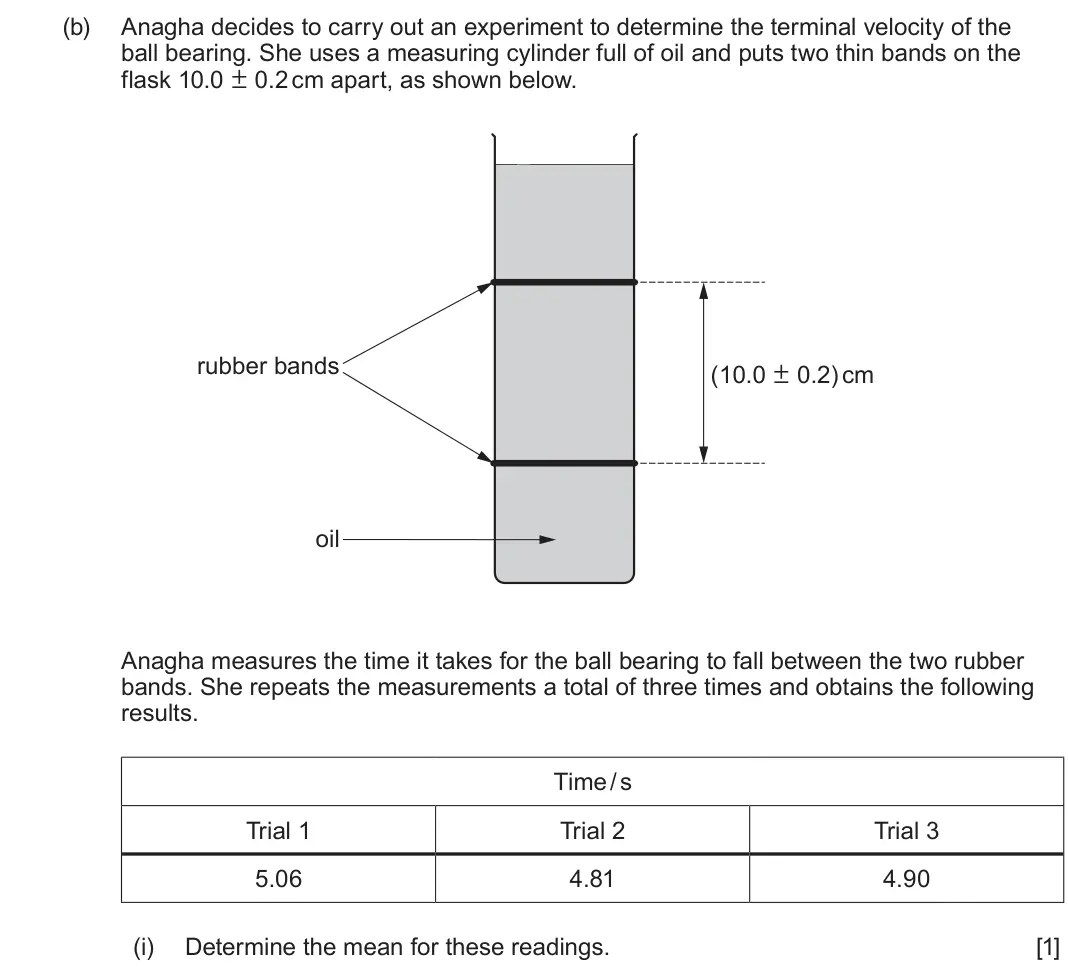 June 2024 AS Component 1, question 6(b)(i): Determine the mean for these readings. [1]