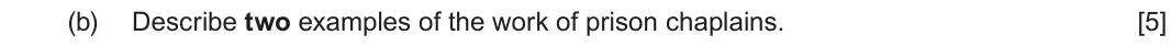 June 2024 Route A Component 1, question 3(b): Describe two examples of the work of prison chaplains.