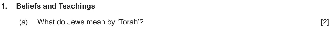 June 2024 Component 3, question 1(a): What do Jews mean by ‘Torah’?