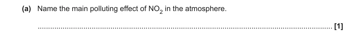 June 2018 AS Paper 1, question 24(a): Name the main polluting effect of NO2 in the atmosphere. [1]