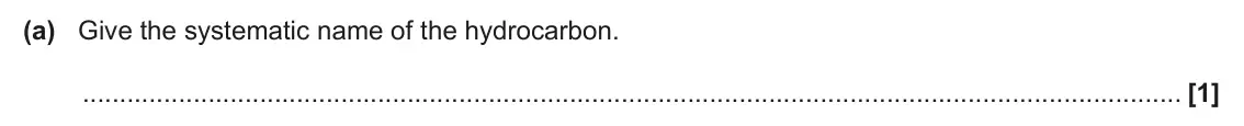 June 2025 AS Paper 1, question 23(a): Give the systematic name of the hydrocarbon. [1]