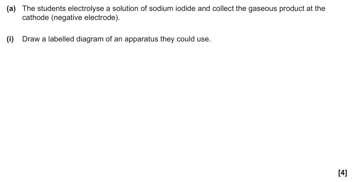 June 2025 AS Paper 1, question 24(a)(i): Draw a labelled diagram of an apparatus they could use. [4]