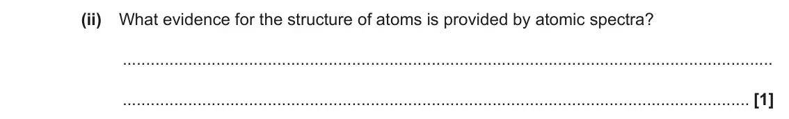 June 2022 AS Paper 2, question 1(a)(ii): What evidence for the structure of atoms is provided by atomic spectra? [1]