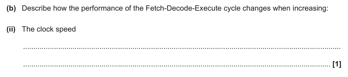 June 2025 AS Paper 1, question 1(b)(ii): The clock speed [1]