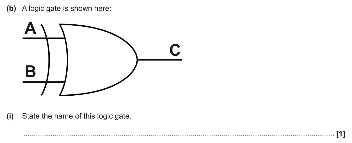 June 2025 AS Paper 1, question 8(b)(i): State the name of this logic gate. [1]