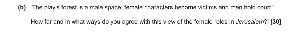 June 2022 AS Component 2, question 6(b): ‘The play’s forest is a male space: female characters become victims and men hold court.’ How far and in what ways do you agree with this view of the female rol